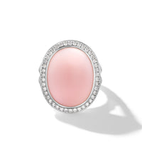 Albion® Oval Ring in Sterling Silver with Pink Opal and Diamonds, 21mm