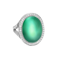 Albion® Oval Ring Sterling Silver with Lagoon Orchid and Diamonds, 21mm