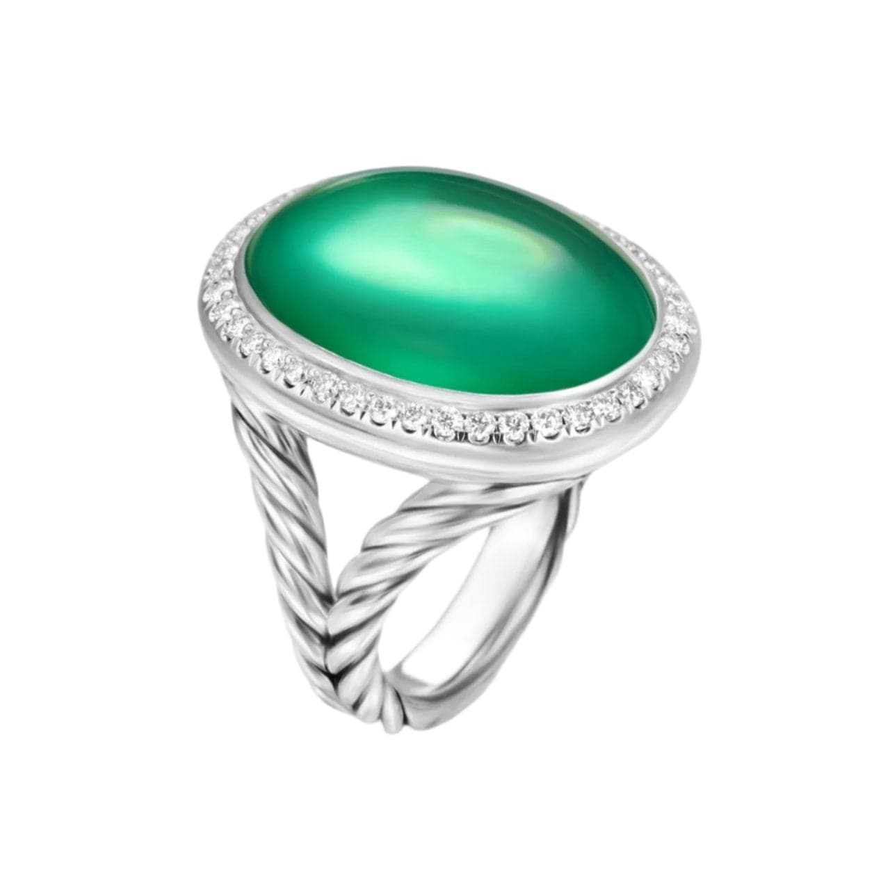 Albion® Oval Ring Sterling Silver with Lagoon Orchid and Diamonds, 21mm