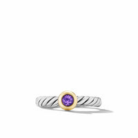 Petite Cable Ring in Sterling Silver with 14K Yellow Gold and Amethyst, 2.8mm