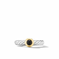 Petite Cable Ring in Sterling Silver with 14K Yellow Gold and Onyx, 2.8mm