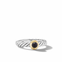 Petite Cable Ring in Sterling Silver with 14K Yellow Gold and Onyx, 2.8mm