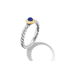 Petite Cable Ring in Sterling Silver with 14K Yellow Gold and Lapis Lazuli, 2.8mm
