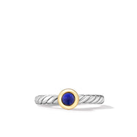 Petite Cable Ring in Sterling Silver with 14K Yellow Gold and Lapis Lazuli, 2.8mm