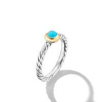 Petite Cable Ring in Sterling Silver with 14K Yellow Gold and Turquoise, 2.8mm