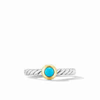 Petite Cable Ring in Sterling Silver with 14K Yellow Gold and Turquoise, 2.8mm