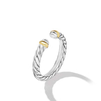 Petite Cable Ring in Sterling Silver with 14K Yellow Gold, 3.4mm