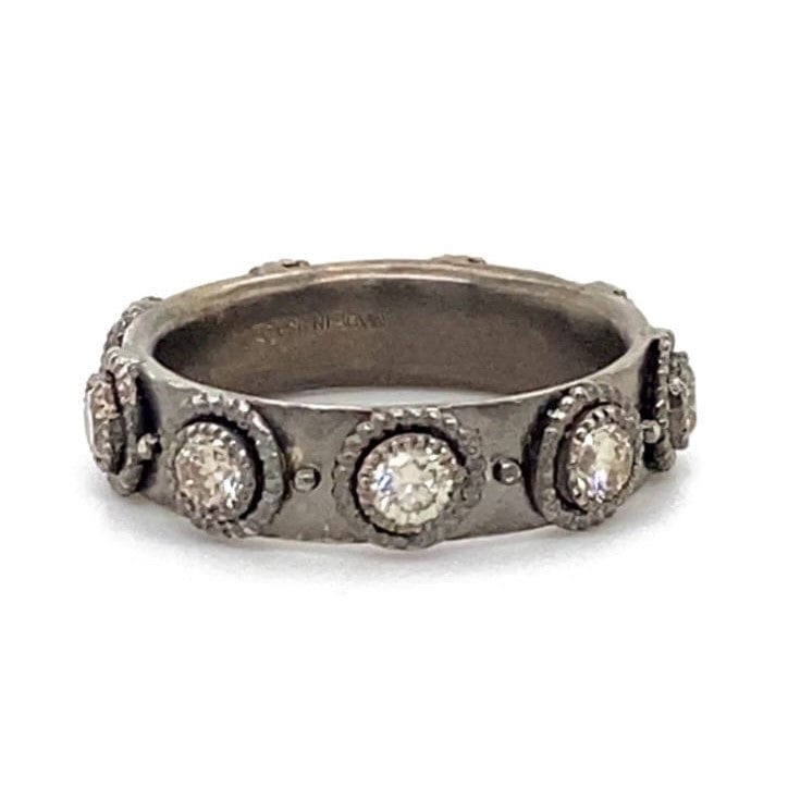 Armenta 18K Yellow Gold and Sterling Silver Champagne Diamond Stack Ring
