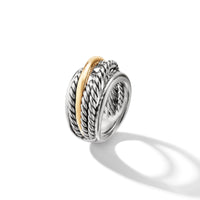 Crossover Ring in Sterling Silver with 14K Yellow Gold, 14.7mm