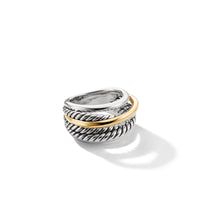 Crossover Ring in Sterling Silver with 14K Yellow Gold, 14.7mm