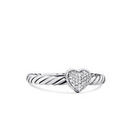 Cable Collectibles® Heart Stack Ring Sterling Silver with Pavé Diamonds, 6.2mm