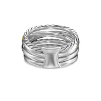 Crossover Five Row Ring Sterling Silver with 18K Yellow Gold and Diamonds, 11mm