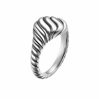 Sculpted Cable Pinky Ring Sterling Silver, 10mm