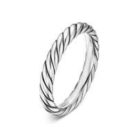 Cable Band Ring Sterling Silver, 3.4mm