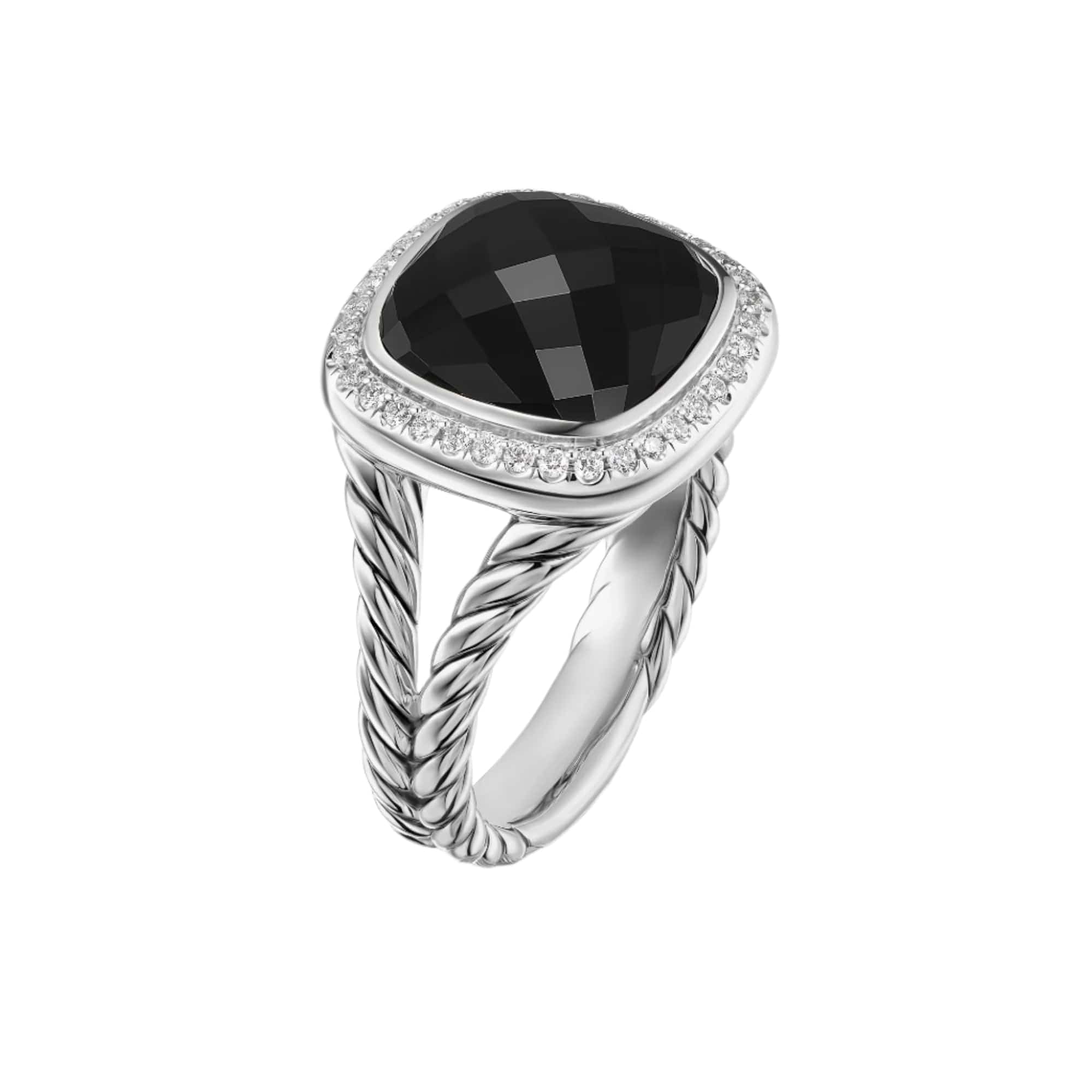 Albion® Ring Sterling Silver with Black Onyx and Diamonds, 11mm