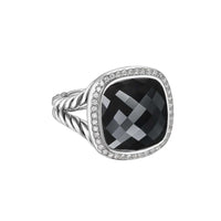 Albion® Ring Sterling Silver with Black Onyx and Diamonds, 15mm