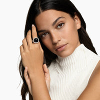 Albion® Ring Sterling Silver with Black Onyx and Diamonds, 15mm