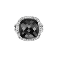 Albion® Ring Sterling Silver with Black Onyx and Diamonds, 15mm