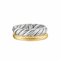 DY Mercer® Two Row Ring Sterling Silver with 18K Yellow Gold, 8mm