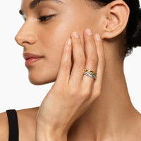 DY Mercer® Two Row Ring Sterling Silver with 18K Yellow Gold, 8mm