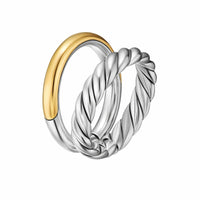 DY Mercer® Two Row Ring Sterling Silver with 18K Yellow Gold, 8mm