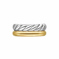 DY Mercer® Two Row Ring Sterling Silver with 18K Yellow Gold, 8mm