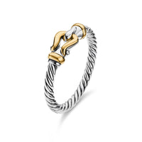Petite Buckle Ring Sterling Silver with 18K Yellow Gold, 2mm