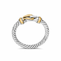 Petite Buckle Ring Sterling Silver with 18K Yellow Gold, 2mm