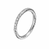 Cable Collectibles® Stack Ring Sterling Silver with Diamonds, 2mm