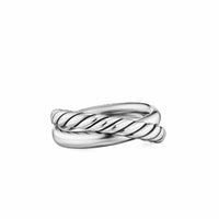 Crossover Two Row Ring Sterling Silver, 7.4mm