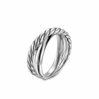 Crossover Two Row Ring Sterling Silver, 7.4mm