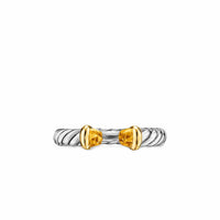 Petite Cable Open Ring Sterling Silver with 14K Yellow Gold and Citrine, 3.4mm