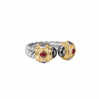 Renaissance® Color Ring Sterling Silver with 14K Yellow Gold, Hematine, Rhodolite Garnet and Iolite, 9.9mm