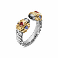 Renaissance® Color Ring Sterling Silver with 14K Yellow Gold, Hematine, Rhodolite Garnet and Iolite, 9.9mm