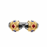 Renaissance® Color Ring Sterling Silver with 14K Yellow Gold, Hematine, Rhodolite Garnet and Iolite, 9.9mm
