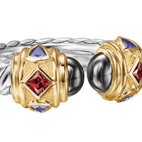 Renaissance® Color Ring Sterling Silver with 14K Yellow Gold, Hematine, Rhodolite Garnet and Iolite, 9.9mm
