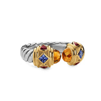Renaissance® Color Ring Sterling Silver with 14K Yellow Gold, Madeira Citrine, Tanzanite and Rhodolite Garnet, 9.9mm