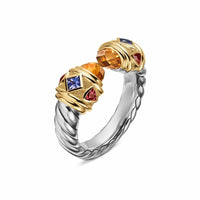 Renaissance® Color Ring Sterling Silver with 14K Yellow Gold, Madeira Citrine, Tanzanite and Rhodolite Garnet, 9.9mm