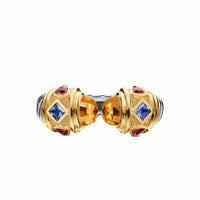 Renaissance® Color Ring Sterling Silver with 14K Yellow Gold, Madeira Citrine, Tanzanite and Rhodolite Garnet, 9.9mm