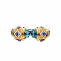 Renaissance® Color Ring Sterling Silver with 14K Yellow Gold, Hampton Blue Topaz, Iolite and Amethyst, 9.9mm