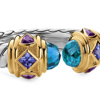 Renaissance® Color Ring Sterling Silver with 14K Yellow Gold, Hampton Blue Topaz, Iolite and Amethyst, 9.9mm