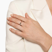 Petite Cable Open Ring Sterling Silver with 14K Yellow Gold and Rhodolite Garnet, 3.4mm