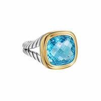 Albion® Ring Sterling Silver with 18K Yellow Gold and Blue Topaz, 11mm