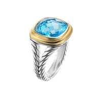 Albion® Ring Sterling Silver with 18K Yellow Gold and Blue Topaz, 11mm