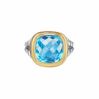 Albion® Ring Sterling Silver with 18K Yellow Gold and Blue Topaz, 11mm