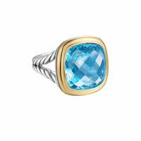 Albion® Ring Sterling Silver with 18K Yellow Gold and Blue Topaz, 15mm