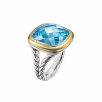 Albion® Ring Sterling Silver with 18K Yellow Gold and Blue Topaz, 15mm
