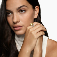 Albion® Ring Sterling Silver with 18K Yellow Gold and Champagne Citrine, 11mm