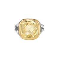 Albion® Ring Sterling Silver with 18K Yellow Gold and Champagne Citrine, 11mm
