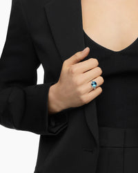 Chatelaine® Ring Sterling Silver with Hampton Blue Topaz and Diamonds, 11mm